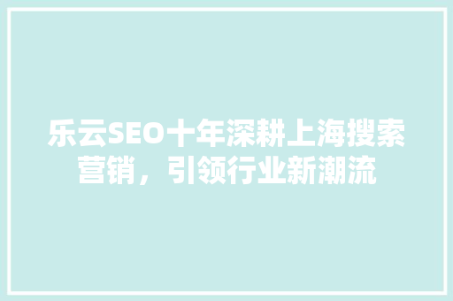 乐云SEO十年深耕上海搜索营销，引领行业新潮流