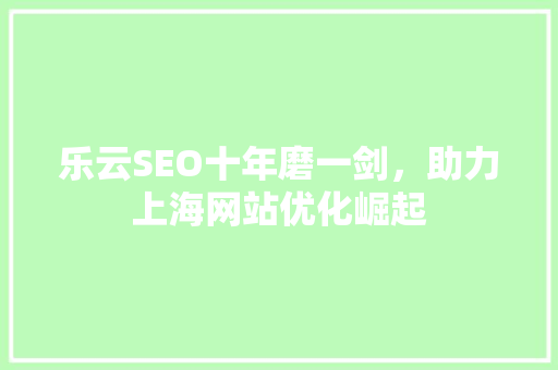 乐云SEO十年磨一剑，助力上海网站优化崛起