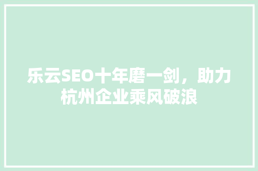 乐云SEO十年磨一剑，助力杭州企业乘风破浪