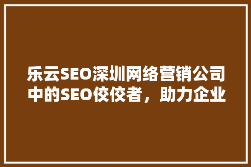 乐云SEO深圳网络营销公司中的SEO佼佼者，助力企业腾飞
