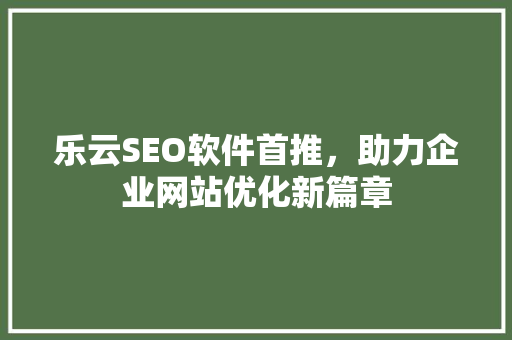 乐云SEO软件首推，助力企业网站优化新篇章