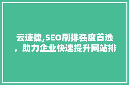 云速捷,SEO刷排强度首选，助力企业快速提升网站排名