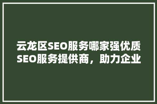 云龙区SEO服务哪家强优质SEO服务提供商，助力企业腾飞