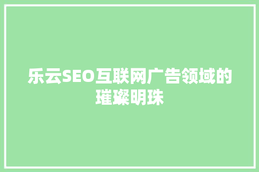 乐云SEO互联网广告领域的璀璨明珠