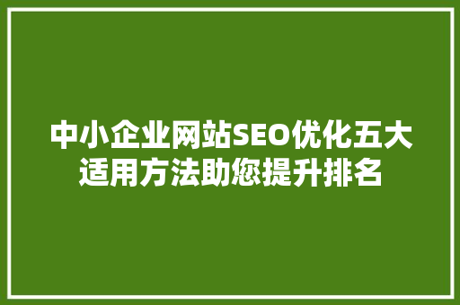 中小企业网站SEO优化五大适用方法助您提升排名