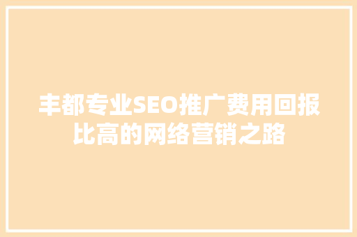 丰都专业SEO推广费用回报比高的网络营销之路