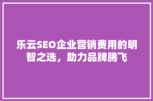 乐云SEO企业营销费用的明智之选，助力品牌腾飞