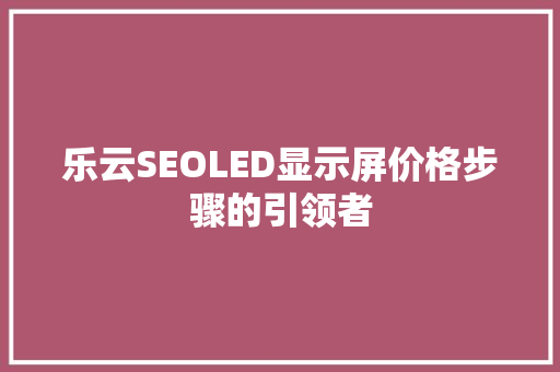 乐云SEOLED显示屏价格步骤的引领者