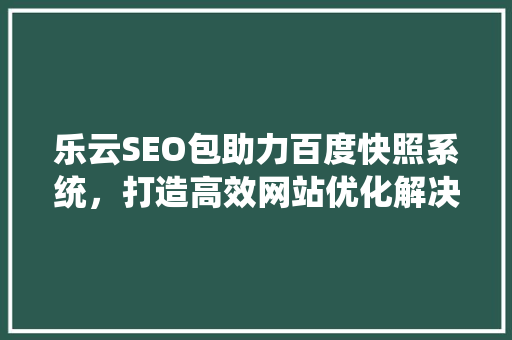 乐云SEO包助力百度快照系统，打造高效网站优化解决方法