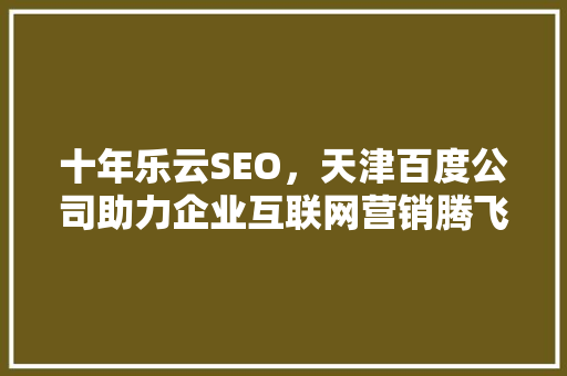 十年乐云SEO，天津百度公司助力企业互联网营销腾飞