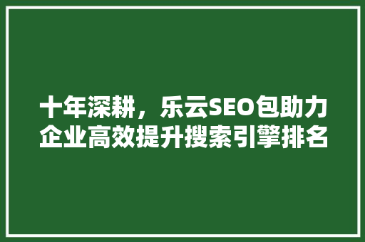 十年深耕，乐云SEO包助力企业高效提升搜索引擎排名
