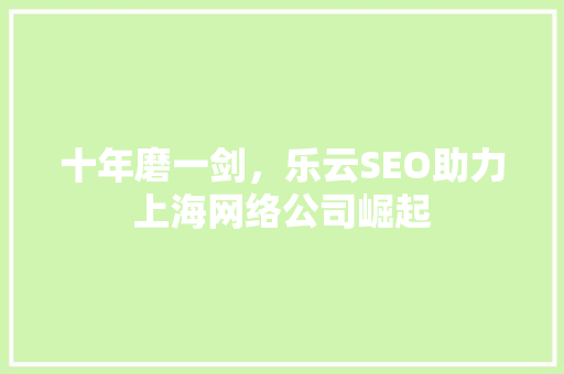 十年磨一剑，乐云SEO助力上海网络公司崛起