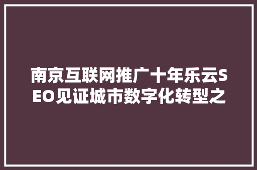 南京互联网推广十年乐云SEO见证城市数字化转型之路