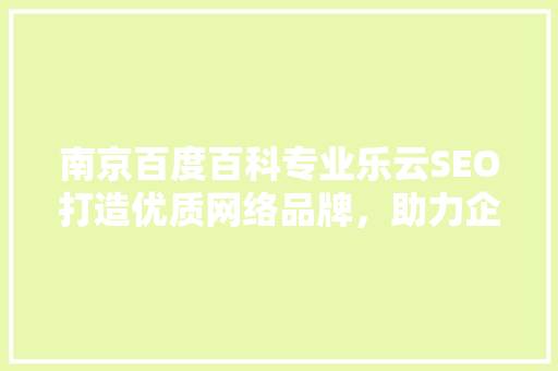 南京百度百科专业乐云SEO打造优质网络品牌，助力企业腾飞