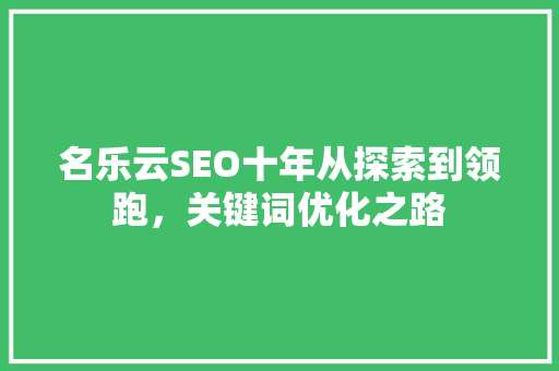 名乐云SEO十年从探索到领跑，关键词优化之路