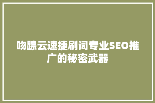 吻踪云速捷刷词专业SEO推广的秘密武器