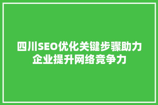 四川SEO优化关键步骤助力企业提升网络竞争力
