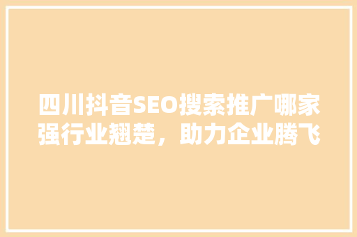 四川抖音SEO搜索推广哪家强行业翘楚，助力企业腾飞