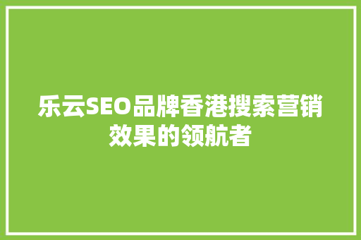 乐云SEO品牌香港搜索营销效果的领航者