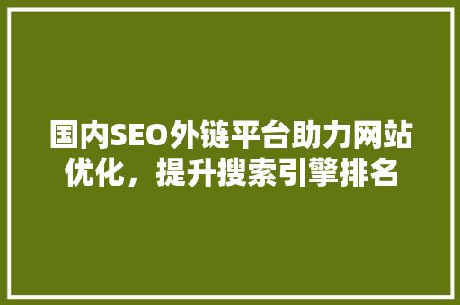 国内SEO外链平台助力网站优化，提升搜索引擎排名