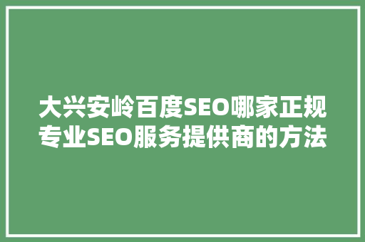 大兴安岭百度SEO哪家正规专业SEO服务提供商的方法