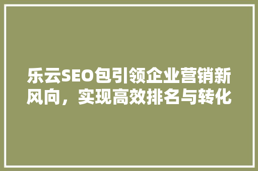 乐云SEO包引领企业营销新风向，实现高效排名与转化