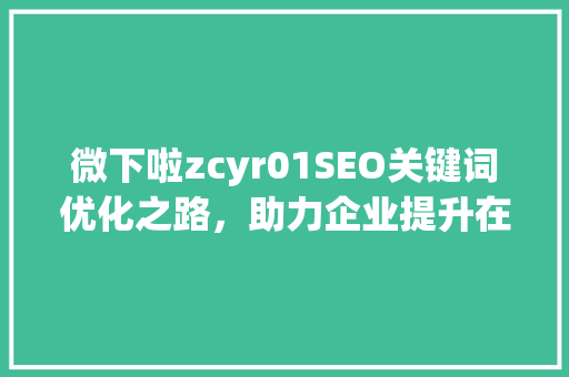 微下啦zcyr01SEO关键词优化之路，助力企业提升在线竞争力
