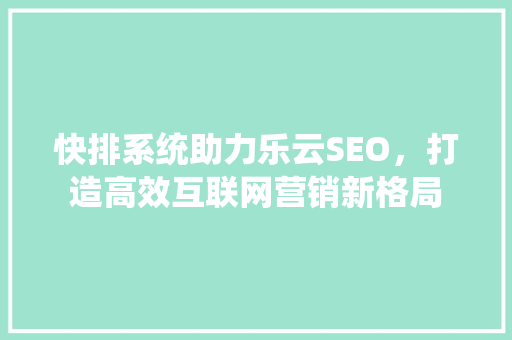 快排系统助力乐云SEO，打造高效互联网营销新格局