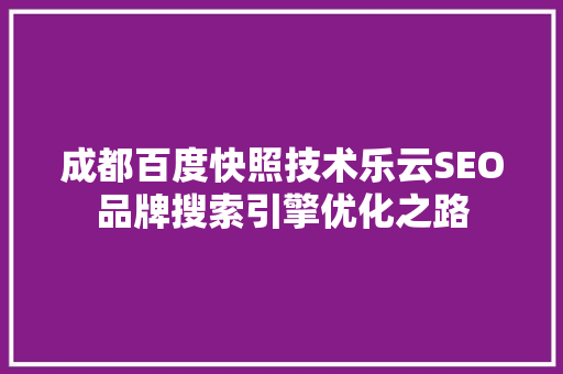 成都百度快照技术乐云SEO品牌搜索引擎优化之路