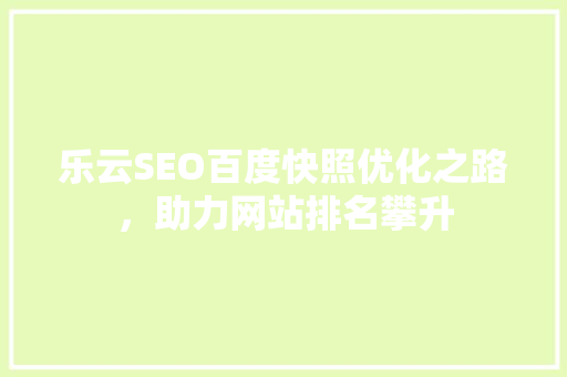 乐云SEO百度快照优化之路，助力网站排名攀升