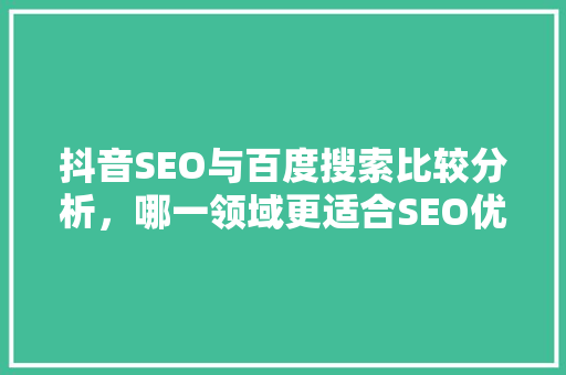 抖音SEO与百度搜索比较分析，哪一领域更适合SEO优化