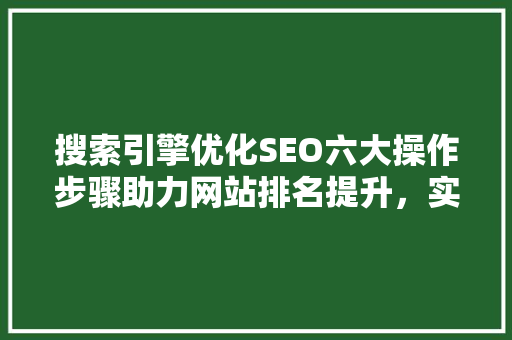 搜索引擎优化SEO六大操作步骤助力网站排名提升，实现网络营销成功