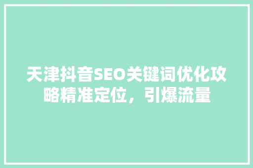 天津抖音SEO关键词优化攻略精准定位，引爆流量