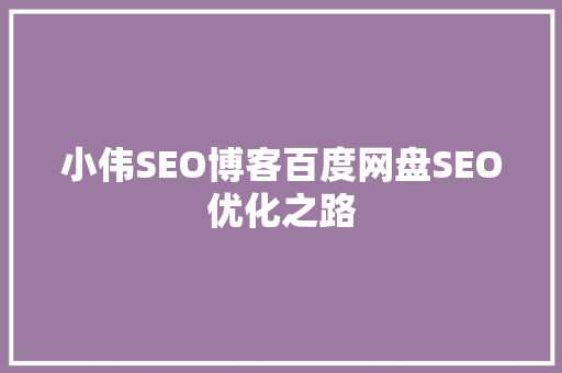 小伟SEO博客百度网盘SEO优化之路