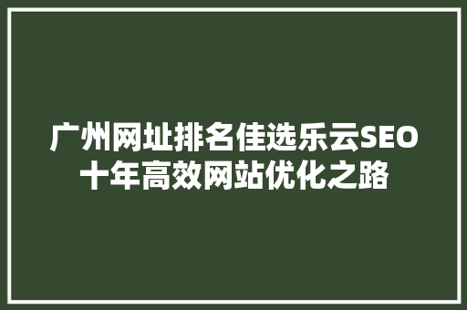 广州网址排名佳选乐云SEO十年高效网站优化之路