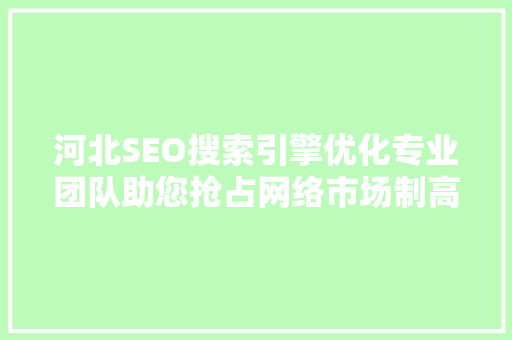 河北SEO搜索引擎优化专业团队助您抢占网络市场制高点