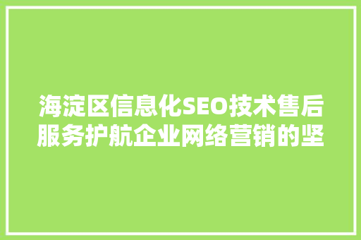 海淀区信息化SEO技术售后服务护航企业网络营销的坚实后盾