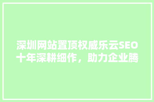 深圳网站置顶权威乐云SEO十年深耕细作，助力企业腾飞