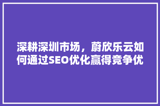 深耕深圳市场，蔚欣乐云如何通过SEO优化赢得竞争优势