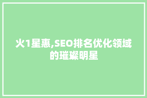 火1星惠,SEO排名优化领域的璀璨明星