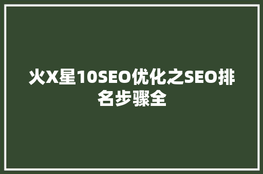 火X星10SEO优化之SEO排名步骤全