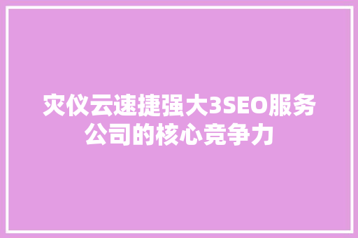 灾仪云速捷强大3SEO服务公司的核心竞争力