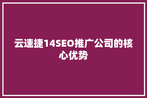 云速捷14SEO推广公司的核心优势
