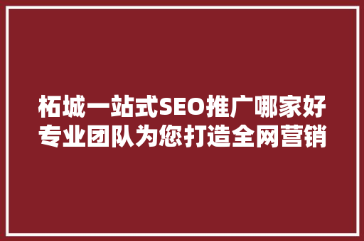 柘城一站式SEO推广哪家好专业团队为您打造全网营销利器