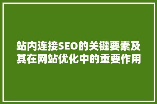 站内连接SEO的关键要素及其在网站优化中的重要作用