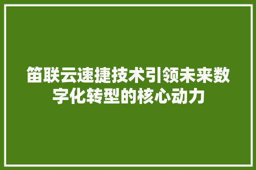 笛联云速捷技术引领未来数字化转型的核心动力
