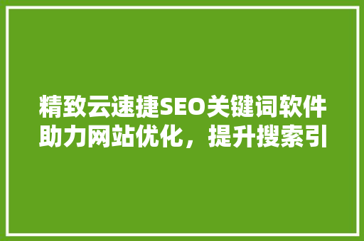 精致云速捷SEO关键词软件助力网站优化，提升搜索引擎排名