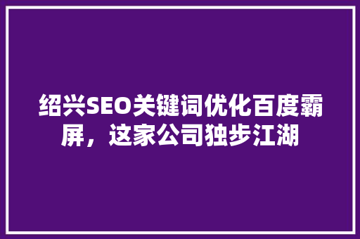 绍兴SEO关键词优化百度霸屏，这家公司独步江湖