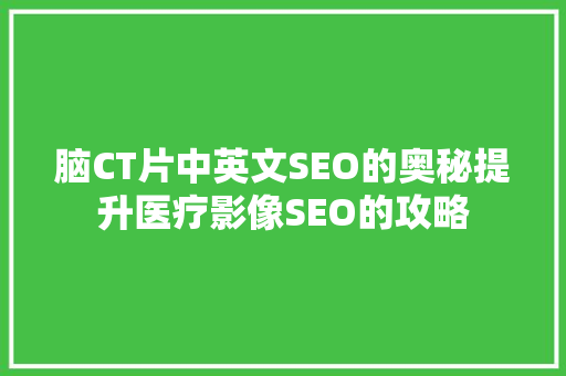 脑CT片中英文SEO的奥秘提升医疗影像SEO的攻略
