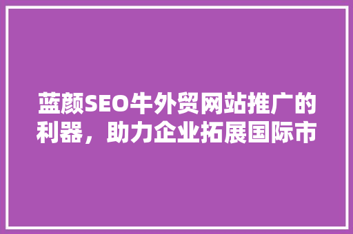 蓝颜SEO牛外贸网站推广的利器，助力企业拓展国际市场